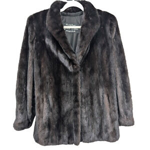 VTG Genuine Dark Mahogany Mink Fur Coat Glam Old Hollywood Luxury Large Womens